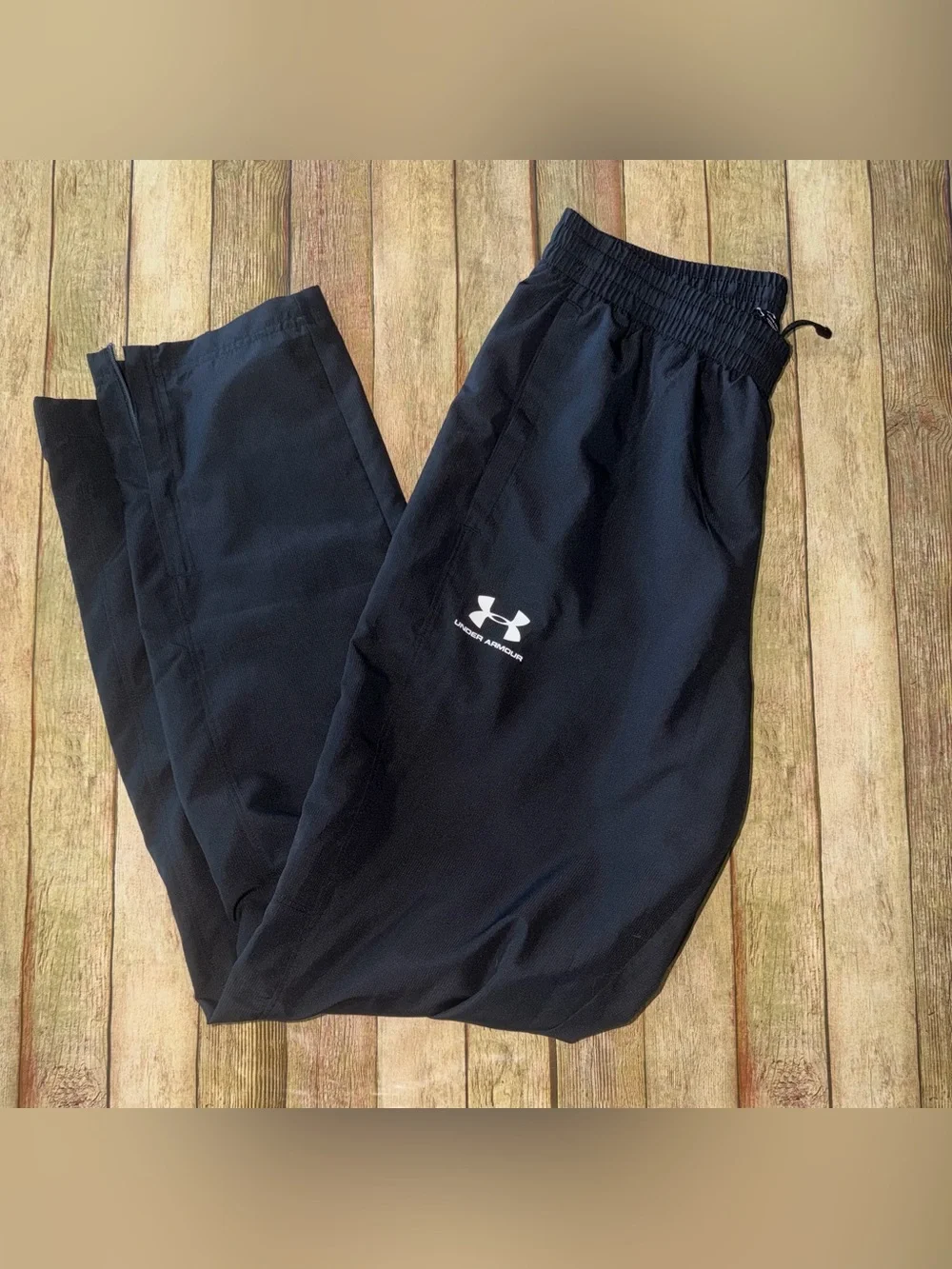 Under Armour Black Track Pants with White Logo
